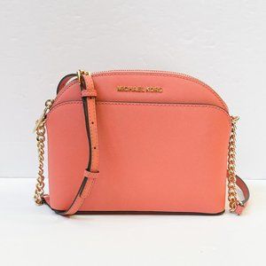 Michael Kors Jet Set Travel Dome Shoulder Crossbody Bag Pink Grapefruit